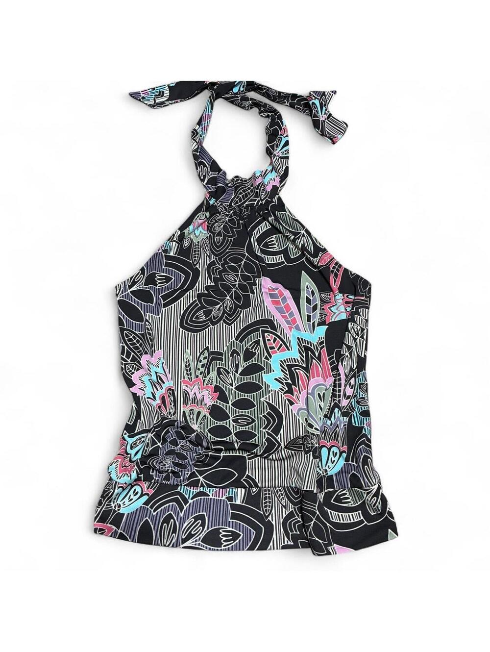 Y2K New York & Company Floral Halter Blouse made in USA